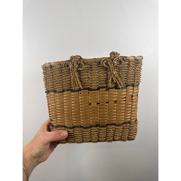 Handmade Rattan Woven Basket Mini Tote Bag - One Size - Picture 5 of 7